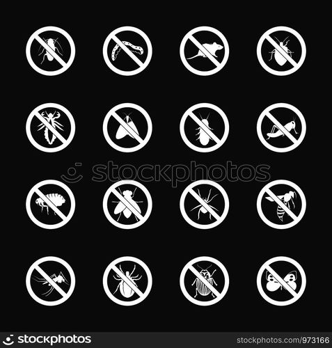 No insect sign icons set vector white isolated on grey background . No insect sign icons set grey vector