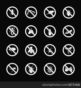 No insect sign icons set vector white isolated on grey background . No insect sign icons set grey vector