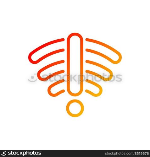 No internet connection pixel perfect gradient linear vector icon. Check router and modem. Wireless network error. Thin line color symbol. Modern style pictogram. Vector isolated outline drawing. No internet connection pixel perfect gradient linear vector icon