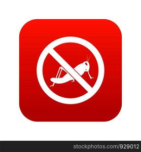No locust sign icon digital red for any design isolated on white vector illustration. No locust sign icon digital red