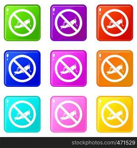 No locust sign icons of 9 color set isolated vector illustration. No locust sign icons 9 set