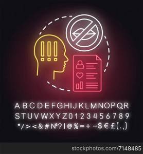 No long term plan neon light concept icon. Relationship development scheme. Mismatch of desires in pair idea. Glowing sign with alphabet, numbers and symbols. Vector isolated illustration