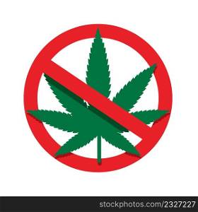 No marijuana. Forbidden cannabis vector illustration