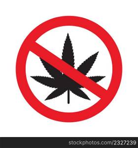 No marijuana. Forbidden cannabis vector illustration