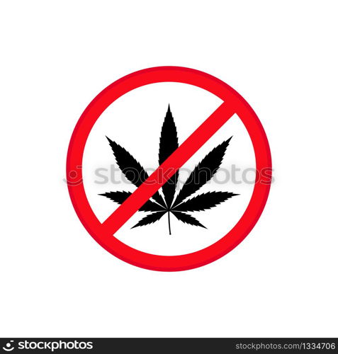 No Marijuana, no drugs. Cannabis leaf prohibition sign, vector illustration EPS 10