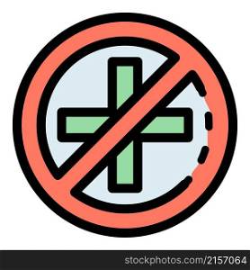 No medical help icon. Outline no medical help vector icon color flat isolated. No medical help icon color outline vector