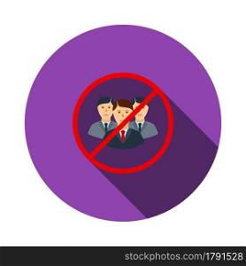 No Meeting Icon. Flat Circle Stencil Design With Long Shadow. Vector Illustration.