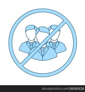 No Meeting Icon. Thin Line With Blue Fill Design. Vector Illustration.