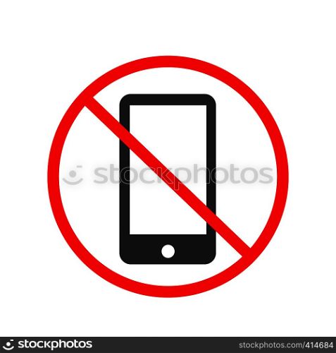 no mobile phone icon. no phone telephone cellphone. flat style. no phone icon for your web site design, logo, app, UI.
