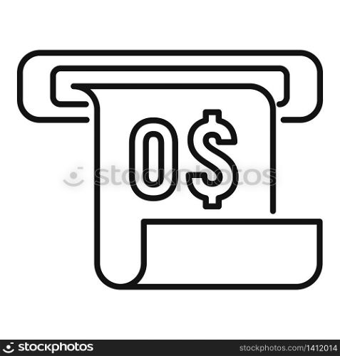 No money bill receipt icon. Outline no money bill receipt vector icon for web design isolated on white background. No money bill receipt icon, outline style