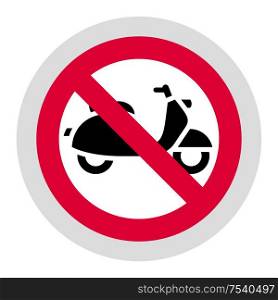 No moped forbidden sign, modern round sticker. Forbidden sign, modern round sticker