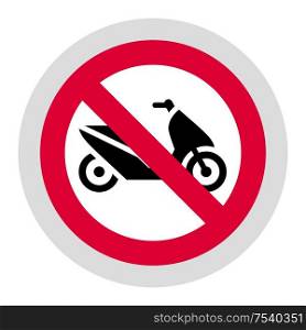 No moped or scooter forbidden sign, modern round sticker. Forbidden sign, modern round sticker