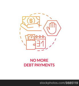 No more debt payment red gradient concept icon. Financial independence. Money savings. Credit free. Bankruptcy idea thin line illustration. Vector isolated outline RGB color drawing. No more debt payment red gradient concept icon