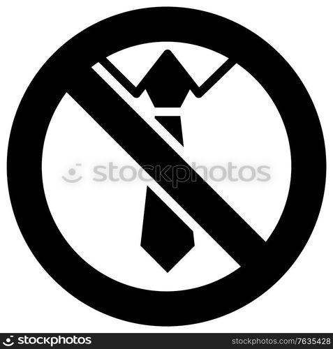 No Neckties forbidden sign, modern round sticker