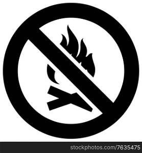 No open fire flame forbidden sign, modern round sticker