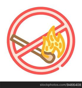 no open fire lighted match emergency color icon vector. no open fire lighted match emergency sign. isolated symbol illustration. no open fire lighted match emergency color icon vector illustration