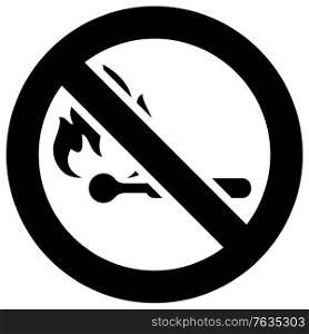 No open flame forbidden sign, modern round sticker