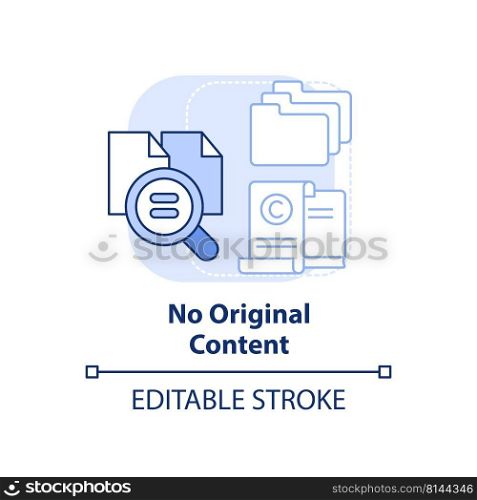 No original content light blue concept icon. Search engine optimization mistake abstract idea thin line illustration. Isolated outline drawing. Editable stroke. Arial, Myriad Pro-Bold fonts used. No original content light blue concept icon