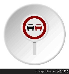 No overtaking road traffic sign icon in flat circle isolated vector illustration for web. No overtaking road traffic sign icon circle