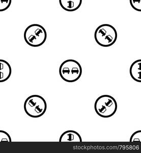 No overtaking road traffic sign pattern repeat seamless in black color for any design. Vector geometric illustration. No overtaking road traffic sign pattern seamless black