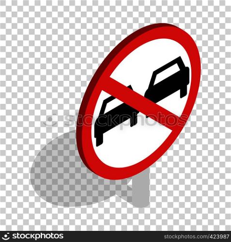 No overtaking sign isometric icon 3d on a transparent background vector illustration. No overtaking sign isometric icon