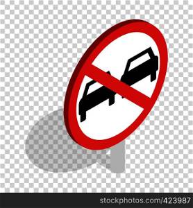 No overtaking sign isometric icon 3d on a transparent background vector illustration. No overtaking sign isometric icon