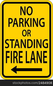 No Parking Fire Lane Left Arrow Sign On White Background