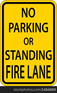 No Parking Fire Lane Sign On White Background