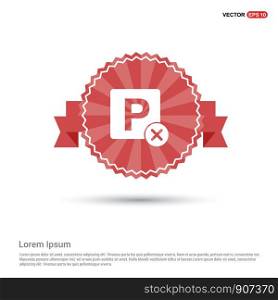 No Parking Icon - Red Ribbon banner
