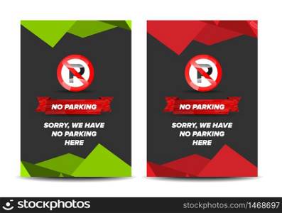No parking leaflet with colored abstract background. No parking leaflet