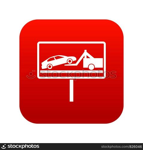 No parking sign icon digital red for any design isolated on white vector illustration. No parking sign icon digital red