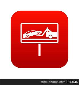 No parking sign icon digital red for any design isolated on white vector illustration. No parking sign icon digital red