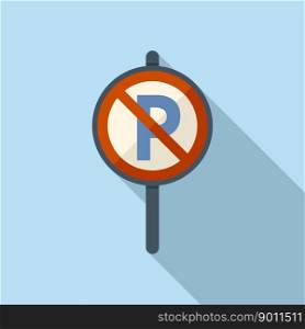 No parking sign icon flat vector. Park space. Security zone. No parking sign icon flat vector. Park space