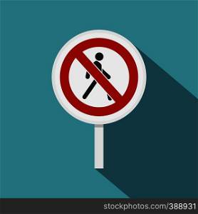 No pedestrian traffic sign icon. Flat illustration of no pedestrian traffic sign vector icon for web isolated on baby blue background. No pedestrian traffic sign icon, flat style