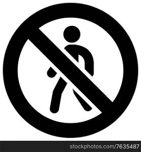 No pedestrians forbidden sign, modern round sticker