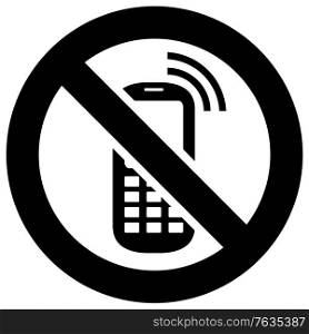 No phone forbidden sign, modern round sticker