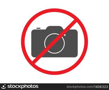 No photo forbidden sign. Prohibited red symbol to stop making photos and pictures. Vector EPS 10.