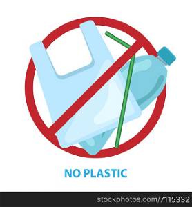 No plastic bag slogan, vector illustration