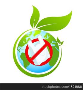No plastic bags in Earth globe sign concept illustration