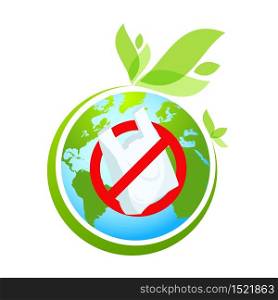 No plastic bags in Earth globe sign concept illustration