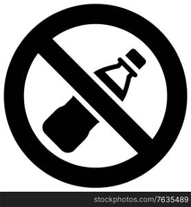 No plastic bottle forbidden sign, modern round sticker