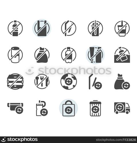 No plastic concept related icon and symbol set in glyph design