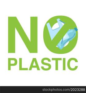 No plastic sign, Pollution problem concept, vector illustration