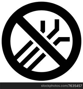 No plastic straws forbidden sign, modern round sticker