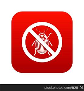 No potato beetle sign icon digital red for any design isolated on white vector illustration. No potato beetle sign icon digital red