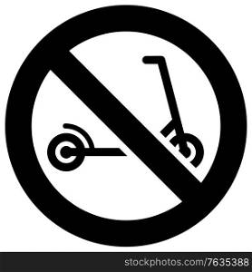 No push scooter forbidden sign, modern round sticker