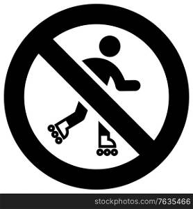 No roller skating forbidden sign, modern round sticker