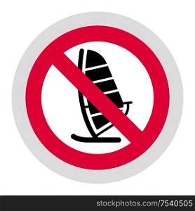 No sailing forbidden sign, modern round sticker, vector illustration for your design. Forbidden sign, modern round sticker