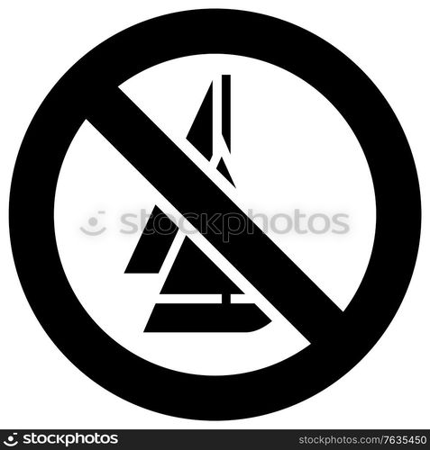 No sailing forbidden sign, modern round sticker, vector illustration for your design