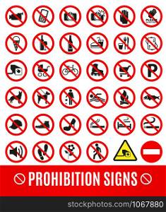 No set symbol.Prohibition set symbol. Vector icon set.. No set symbol